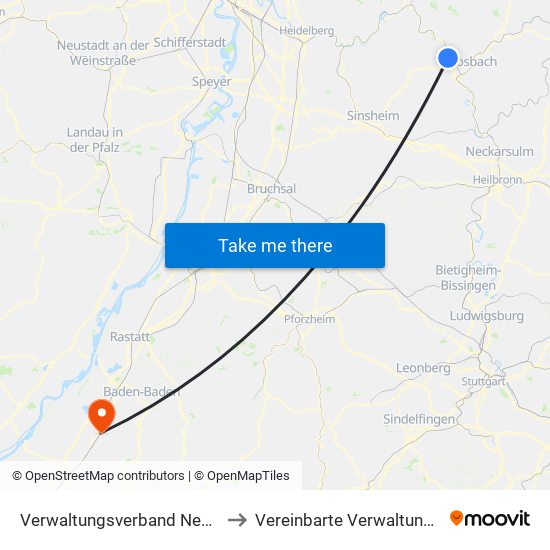 Verwaltungsverband Neckargerach-Waldbrunn to Vereinbarte Verwaltungsgemeinschaft Bühl map