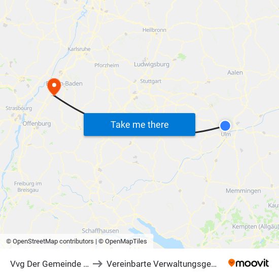 Vvg Der Gemeinde Dornstadt to Vereinbarte Verwaltungsgemeinschaft Bühl map