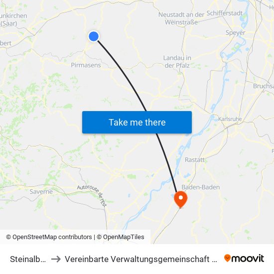 Steinalben to Vereinbarte Verwaltungsgemeinschaft Bühl map