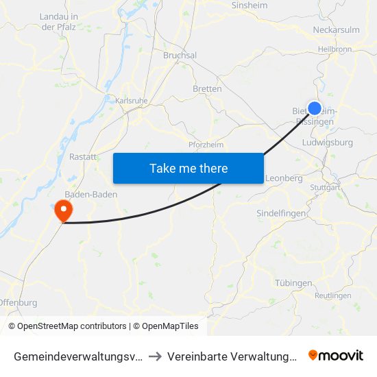 Gemeindeverwaltungsverband Besigheim to Vereinbarte Verwaltungsgemeinschaft Bühl map