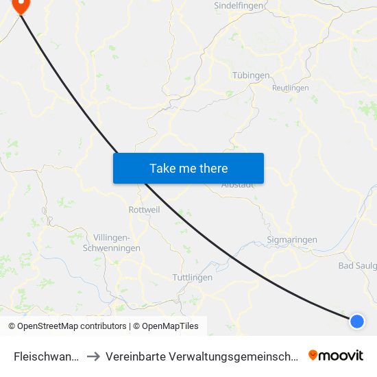 Fleischwangen to Vereinbarte Verwaltungsgemeinschaft Bühl map