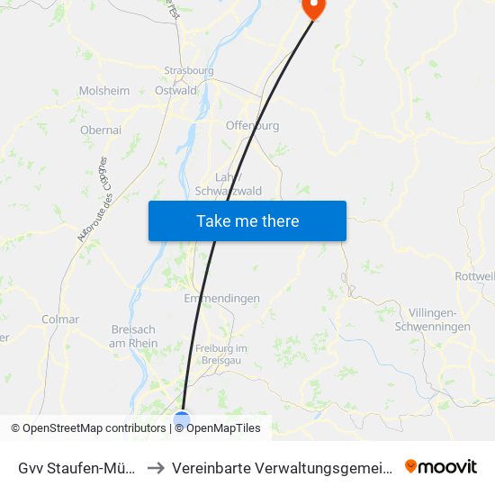 Gvv Staufen-Münstertal to Vereinbarte Verwaltungsgemeinschaft Bühl map