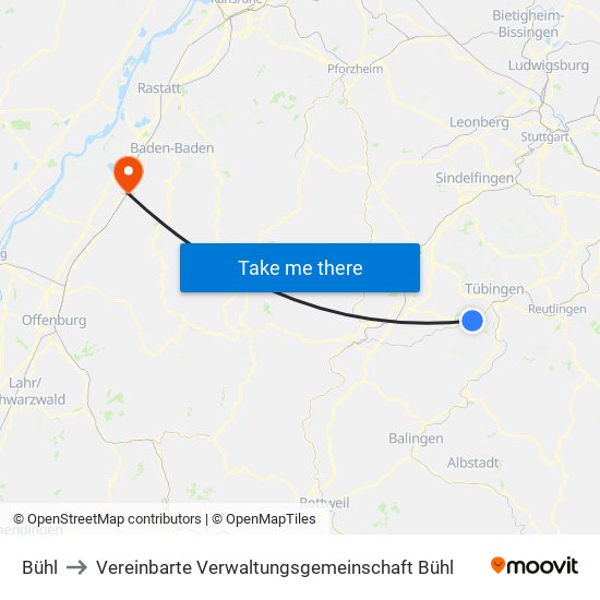 Bühl to Vereinbarte Verwaltungsgemeinschaft Bühl map