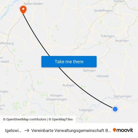 Igelswies to Vereinbarte Verwaltungsgemeinschaft Bühl map