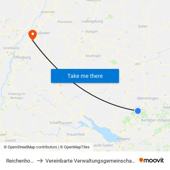 Reichenhofen to Vereinbarte Verwaltungsgemeinschaft Bühl map