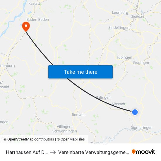 Harthausen Auf Der Scher to Vereinbarte Verwaltungsgemeinschaft Bühl map