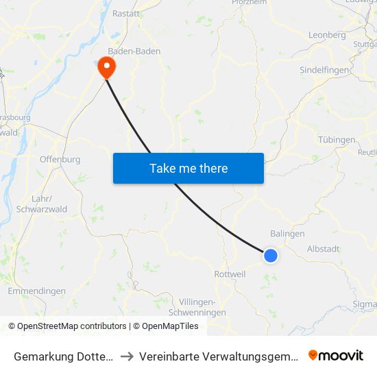 Gemarkung Dotternhausen to Vereinbarte Verwaltungsgemeinschaft Bühl map