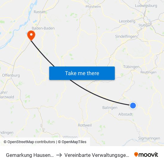 Gemarkung Hausen Im Killertal to Vereinbarte Verwaltungsgemeinschaft Bühl map