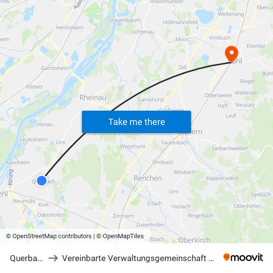 Querbach to Vereinbarte Verwaltungsgemeinschaft Bühl map