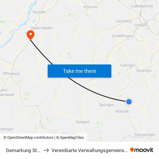 Gemarkung Starzeln to Vereinbarte Verwaltungsgemeinschaft Bühl map