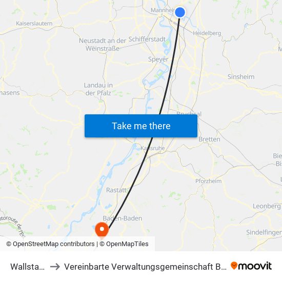 Wallstadt to Vereinbarte Verwaltungsgemeinschaft Bühl map