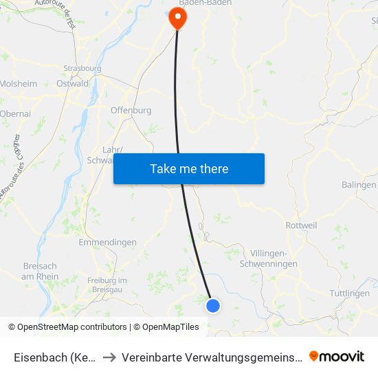 Eisenbach (Kernort) to Vereinbarte Verwaltungsgemeinschaft Bühl map