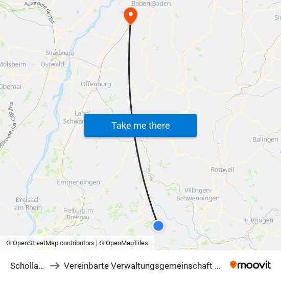 Schollach to Vereinbarte Verwaltungsgemeinschaft Bühl map