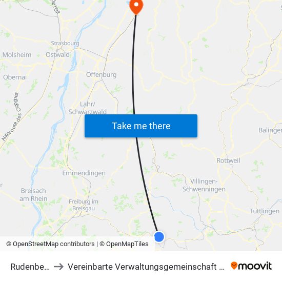 Rudenberg to Vereinbarte Verwaltungsgemeinschaft Bühl map
