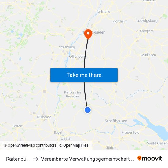 Raitenbuch to Vereinbarte Verwaltungsgemeinschaft Bühl map