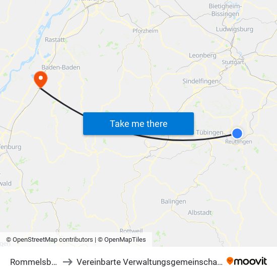 Rommelsbach to Vereinbarte Verwaltungsgemeinschaft Bühl map