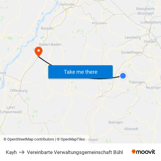 Kayh to Vereinbarte Verwaltungsgemeinschaft Bühl map