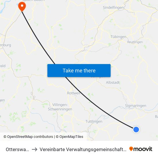 Otterswang to Vereinbarte Verwaltungsgemeinschaft Bühl map