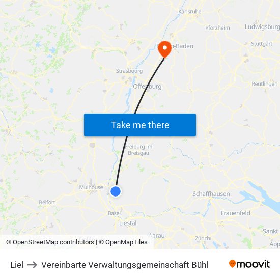 Liel to Vereinbarte Verwaltungsgemeinschaft Bühl map