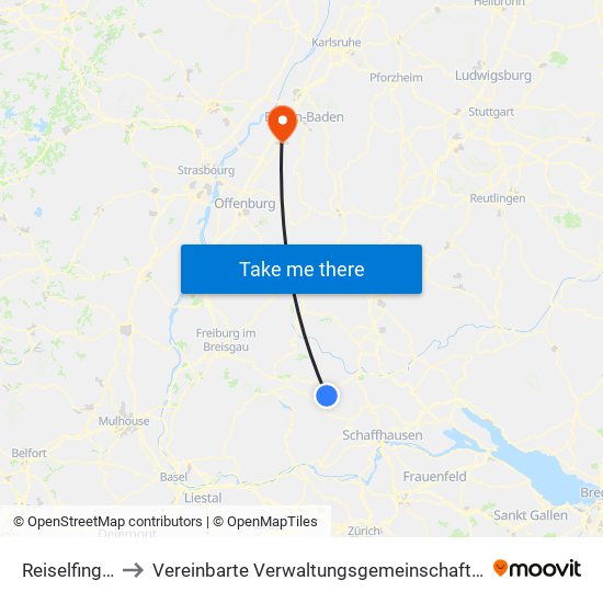 Reiselfingen to Vereinbarte Verwaltungsgemeinschaft Bühl map