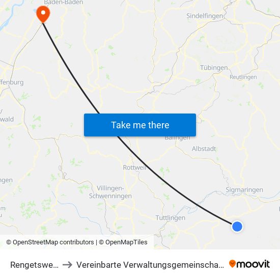 Rengetsweiler to Vereinbarte Verwaltungsgemeinschaft Bühl map