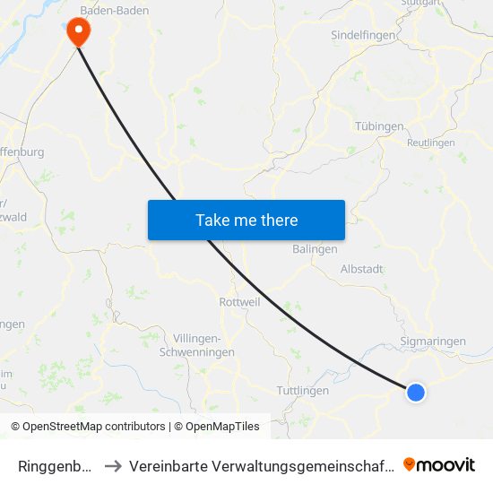 Ringgenbach to Vereinbarte Verwaltungsgemeinschaft Bühl map