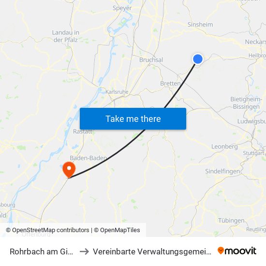 Rohrbach am Gießhübel to Vereinbarte Verwaltungsgemeinschaft Bühl map