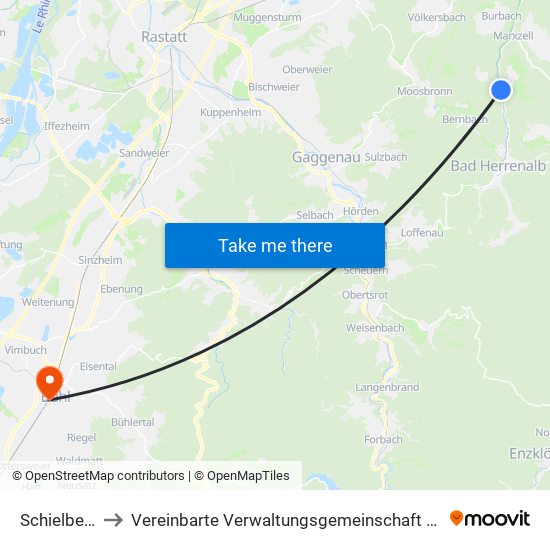 Schielberg to Vereinbarte Verwaltungsgemeinschaft Bühl map