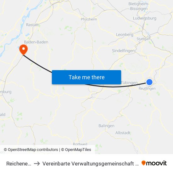 Reicheneck to Vereinbarte Verwaltungsgemeinschaft Bühl map