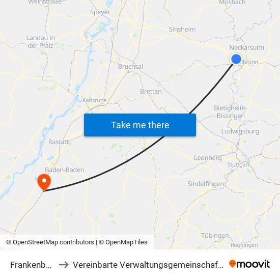 Frankenbach to Vereinbarte Verwaltungsgemeinschaft Bühl map