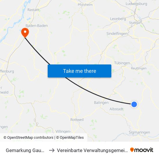 Gemarkung Gauselfingen to Vereinbarte Verwaltungsgemeinschaft Bühl map