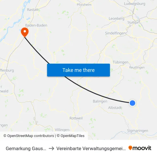 Gemarkung Gauselfingen to Vereinbarte Verwaltungsgemeinschaft Bühl map