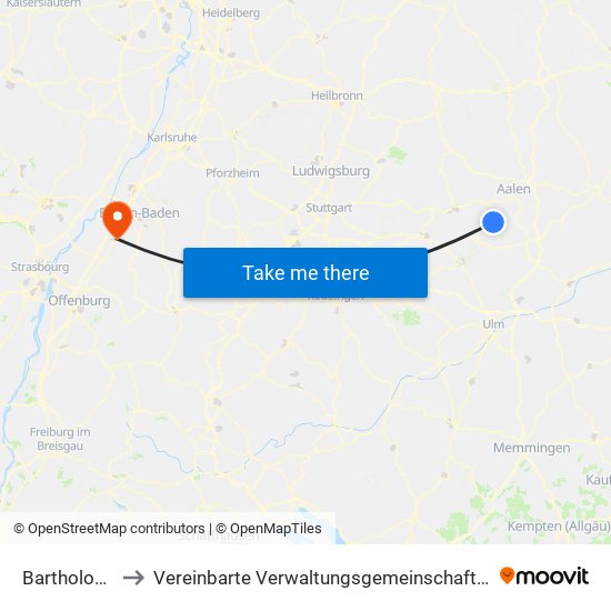 Bartholomä to Vereinbarte Verwaltungsgemeinschaft Bühl map