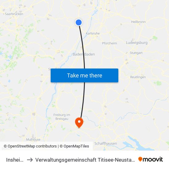 Insheim to Verwaltungsgemeinschaft Titisee-Neustadt map