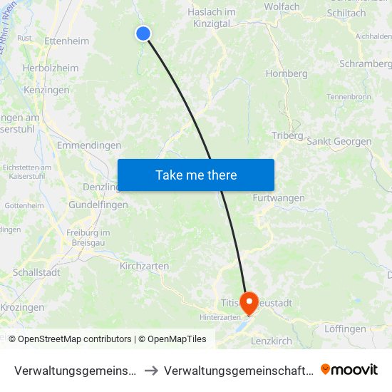 Verwaltungsgemeinschaft Seelbach to Verwaltungsgemeinschaft Titisee-Neustadt map