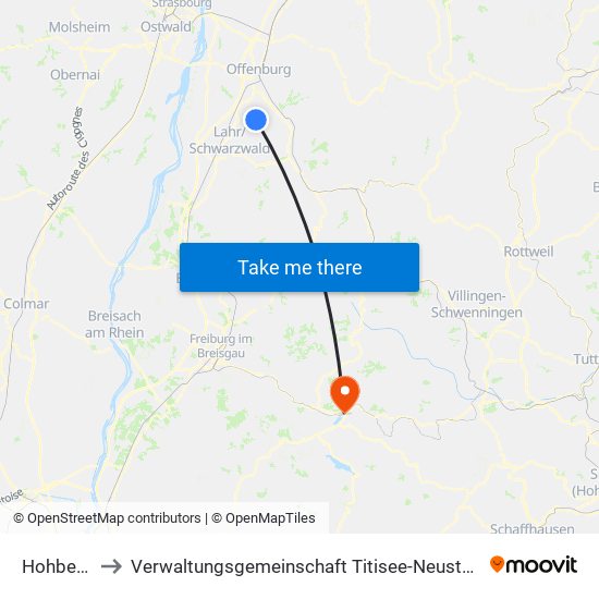 Hohberg to Verwaltungsgemeinschaft Titisee-Neustadt map