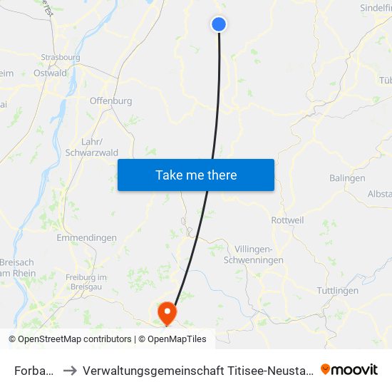 Forbach to Verwaltungsgemeinschaft Titisee-Neustadt map