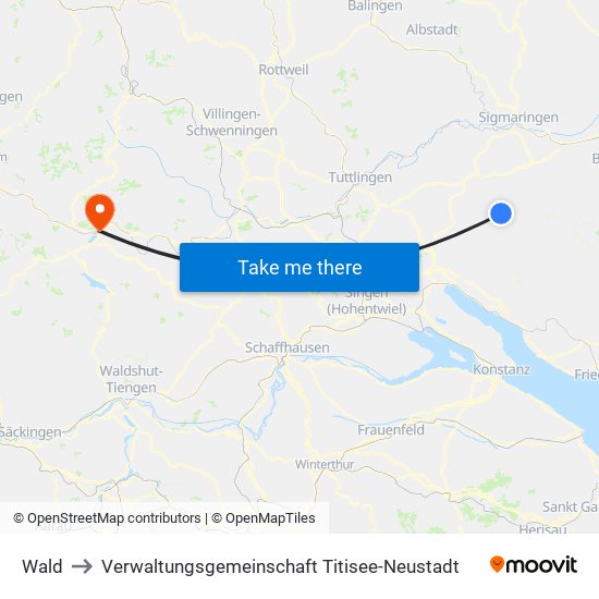 Wald to Verwaltungsgemeinschaft Titisee-Neustadt map