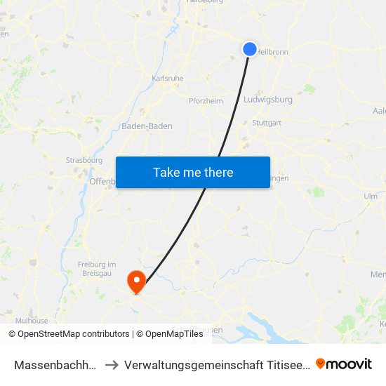 Massenbachhausen to Verwaltungsgemeinschaft Titisee-Neustadt map