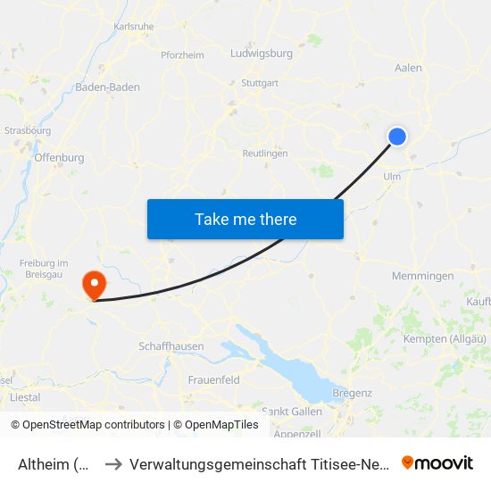 Altheim (Alb) to Verwaltungsgemeinschaft Titisee-Neustadt map