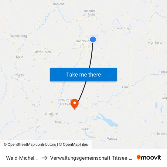 Wald-Michelbach to Verwaltungsgemeinschaft Titisee-Neustadt map