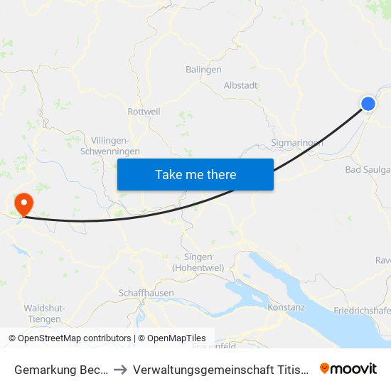 Gemarkung Bechingen to Verwaltungsgemeinschaft Titisee-Neustadt map