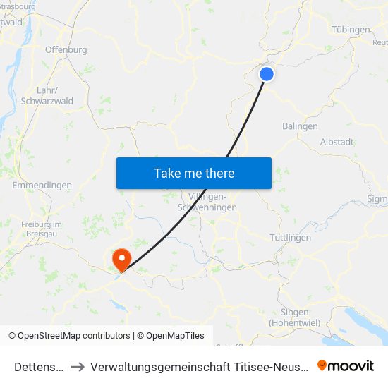 Dettensee to Verwaltungsgemeinschaft Titisee-Neustadt map