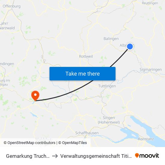 Gemarkung Truchtelfingen to Verwaltungsgemeinschaft Titisee-Neustadt map