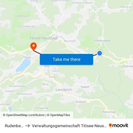 Rudenberg to Verwaltungsgemeinschaft Titisee-Neustadt map