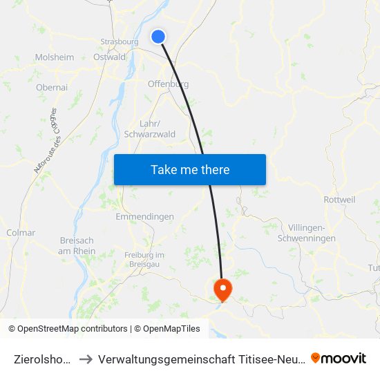 Zierolshofen to Verwaltungsgemeinschaft Titisee-Neustadt map