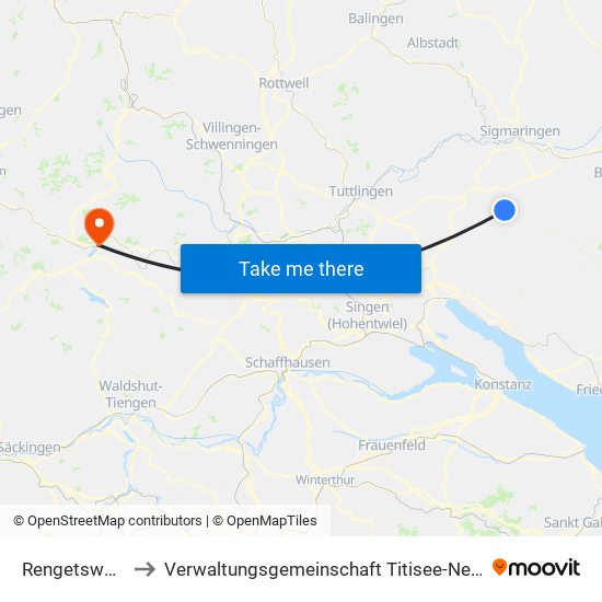Rengetsweiler to Verwaltungsgemeinschaft Titisee-Neustadt map