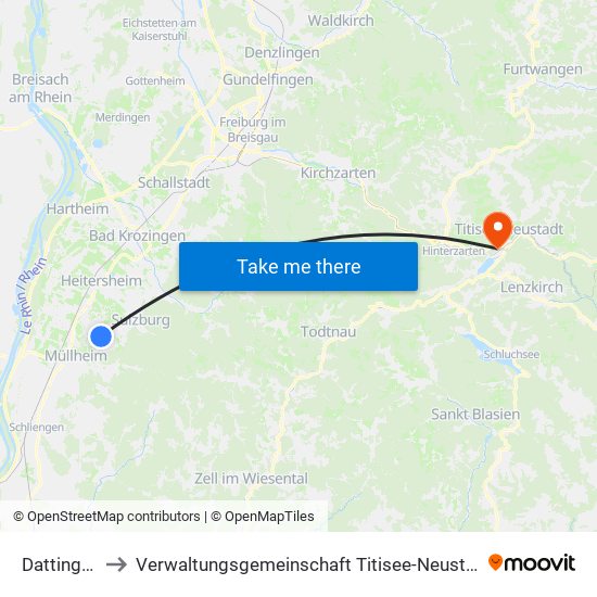 Dattingen to Verwaltungsgemeinschaft Titisee-Neustadt map