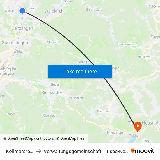 Kollmarsreute to Verwaltungsgemeinschaft Titisee-Neustadt map