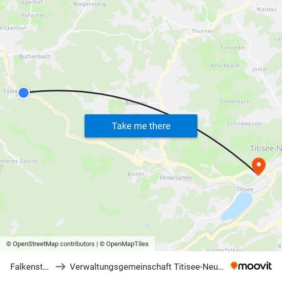 Falkensteig to Verwaltungsgemeinschaft Titisee-Neustadt map